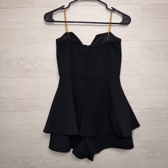 Do + Be Black Strapless Peplum Romper Women’s Small Elegant Party Outfit - Picture 6 of 6
